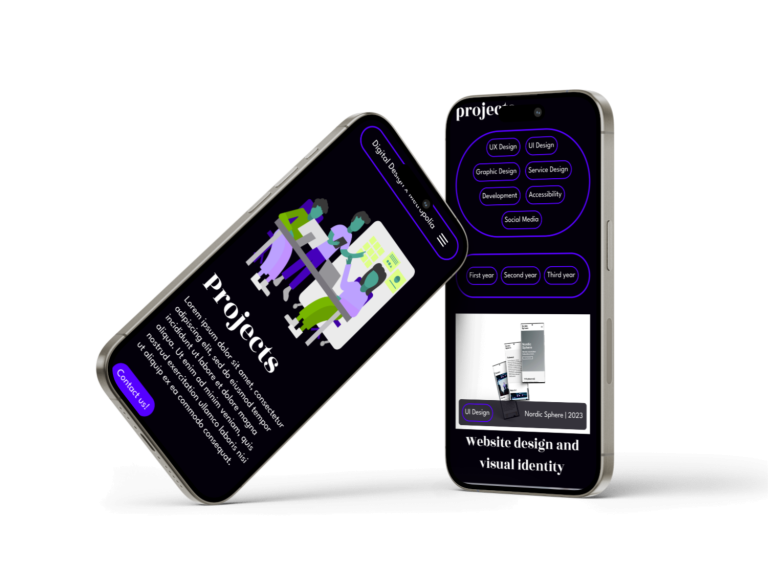Mobile device mockup showcasing a new refreshed design for the website's projects sub page.