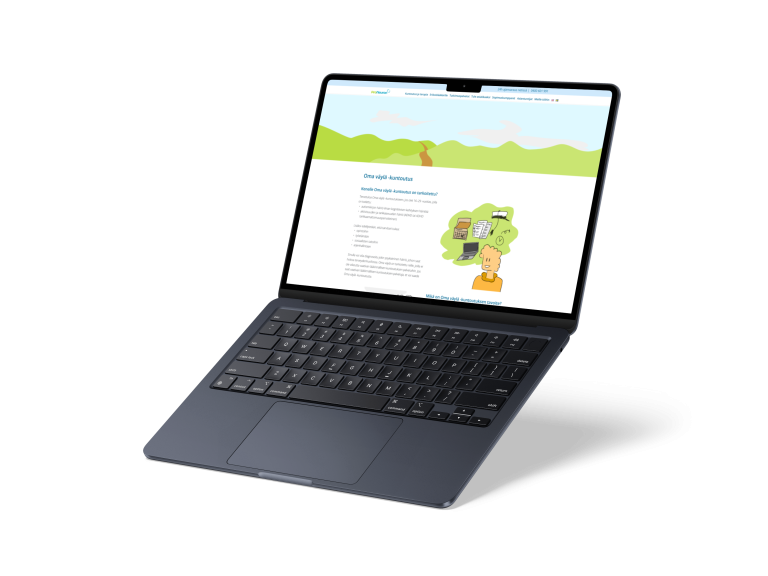 Mockup of the Oma väylä service webpage with graphics.